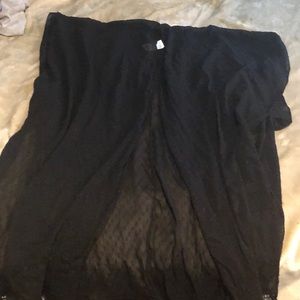 Black lace see through cover up robe